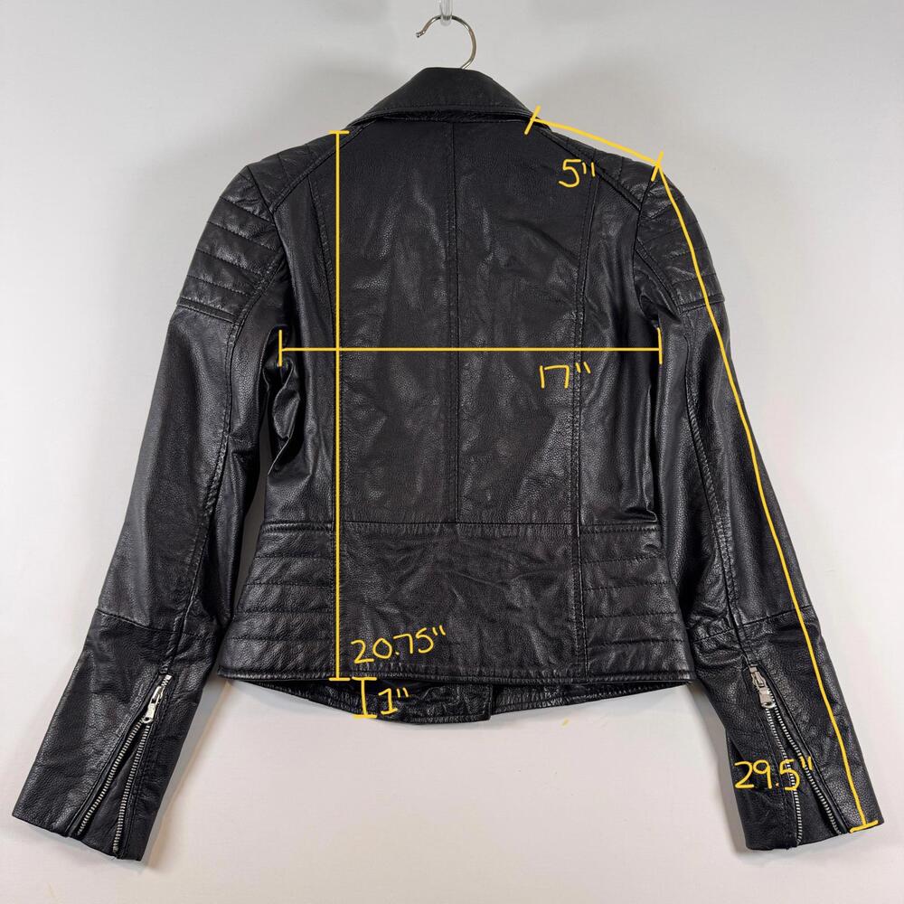 Barney's Originals Clara Black Leather Moto Jacket - Size 4 - Picture 7 of 10